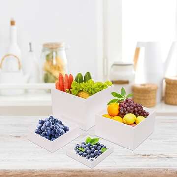 4 Pcs Acrylic Risers for Display White Risers Buffet Risers Dessert Display Stand Hollow Bottoms 4 Different Size Cube Acrylic Product Display Risers for Party Decor