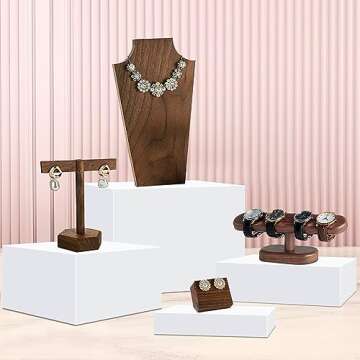 4 Pcs Acrylic Risers for Display White Risers Buffet Risers Dessert Display Stand Hollow Bottoms 4 Different Size Cube Acrylic Product Display Risers for Party Decor