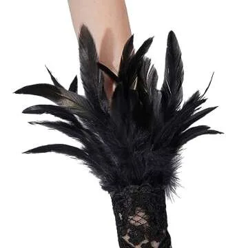 Komorebi Women's Feather Lace Gloves for Halloween Costume