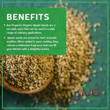 Jiva Organics Organic Ajwain Seeds 7 ounce Bag - Whole Carom Seed, Ajamo, 100% Natural & Non-GMO