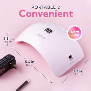 SUNUV SUN8 UV Light for Nails, UV LED Nail Lamp with 3 Timer Settings, Auto Sensor LCD Display Compatible with All Gel Polish Pink