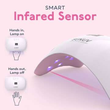 SUNUV SUN8 UV Light for Nails, UV LED Nail Lamp with 3 Timer Settings, Auto Sensor LCD Display Compatible with All Gel Polish Pink