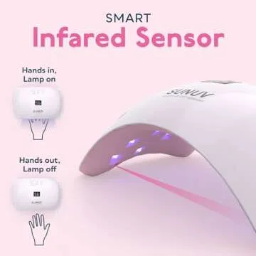 SUNUV SUN8 UV Light for Nails, UV LED Nail Lamp with 3 Timer Settings, Auto Sensor LCD Display Compatible with All Gel Polish Pink