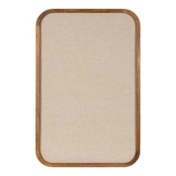 Kate and Laurel Hutton Transitional Pinboard, 20 x 30, Rustic Brown, Radius Rectangle Wall Organizer with Fabric Pinning Surface