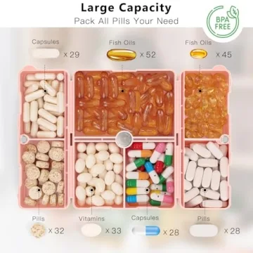 FYY 7 Compartment Foldable Pill Organizer for Travel