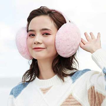 LCXSHYE Winter Ear muffs Faux Fur Warm Earmuffs Cute Foldable Outdoor Ear Warmers For Women Girls (Pink-1)