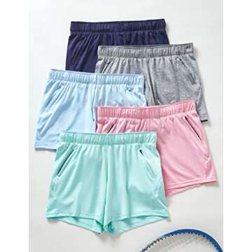 5 Pack: Womens Workout Gym Shorts Casual Lounge Set, Ladies Active Athletic Apparel with Zipper Pock...