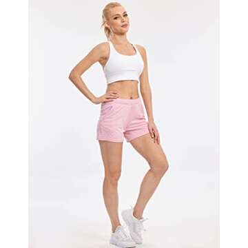 5 Pack: Womens Workout Gym Shorts Casual Lounge Set, Ladies Active Athletic Apparel with Zipper Pockets (Set 3, Medium)