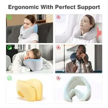 jiaao 2-in-1 Travel Neck Pillow, Advanced Neck Support for Long Flights, Portable Drawstring Bag, U Shape Memory Foam Pillows for Traveling, Car, Home