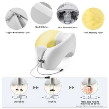 jiaao 2-in-1 Travel Neck Pillow, Advanced Neck Support for Long Flights, Portable Drawstring Bag, U Shape Memory Foam Pillows for Traveling, Car, Home