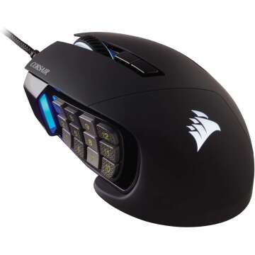 Corsair SCIMITAR RGB ELITE Gaming Mouse For MOBA, MMO - 18,000 DPI - 17 Progammable Buttons - iCUE C...