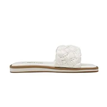 DREAM PAIRS Women's Square Open Toe Slide Sandals Cute Slip on Braided Strap Rhinestone Flat Sandals...