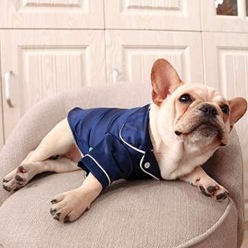 Lifeunion Small Cats Dogs Pajamas Pet Soft Silk Lapel Two-Legged Sleepwear Shirt for All Season (Small, Blue)