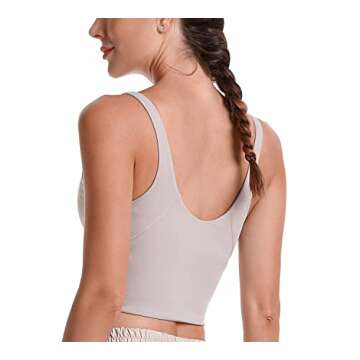 Sunzel Workout Tank for Women, Longline Padded Sports Bra Cute Crop Active Tops, Athletic Running Gy...
