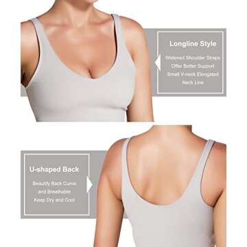 Sunzel Workout Tank for Women, Longline Padded Sports Bra Cute Crop Active Tops, Athletic Running Gym Yoga Shirt