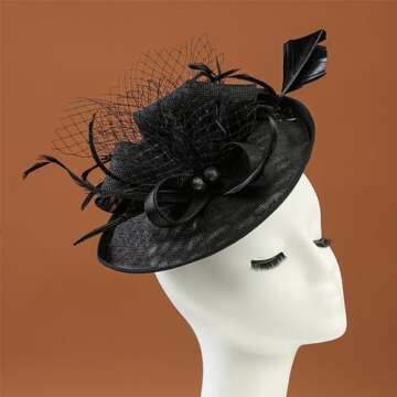Elegant Zinniday Black Tea Party Fascinator Hat