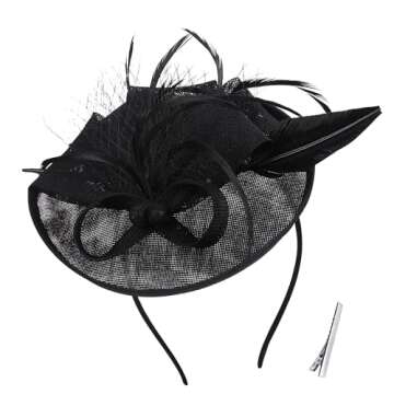 Elegant Zinniday Black Tea Party Fascinator Hat