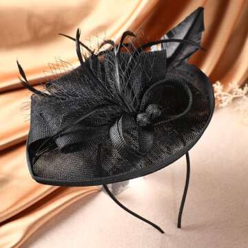 Elegant Zinniday Black Tea Party Fascinator Hat