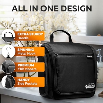 Large Waterproof Hanging Toiletry Bag with 19 Compartments