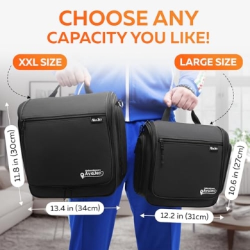 Large Waterproof Hanging Toiletry Bag with 19 Compartments