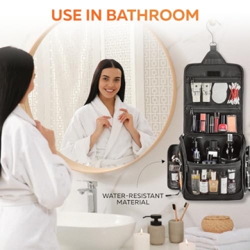 Large Waterproof Hanging Toiletry Bag with 19 Compartments