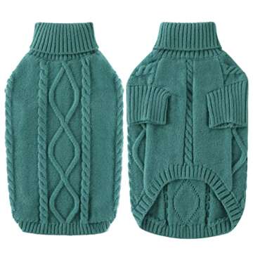 Fleece Dog Sweater Warm Puppy Clothes, Turtleneck Knit Cat Sweater Large Size, Pullover Christmas Ho...