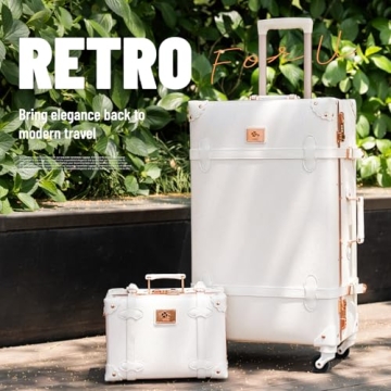 urecity Vintage Luggage Set for Women, Retro Travel Case