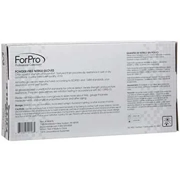 ForPro Professional Collection Disposable Nitrile Gloves, Chemical Resistant, Powder-Free, Latex-Free, Non-Sterile, Food Safe, 4 Mil, White, Medium, 100-Count