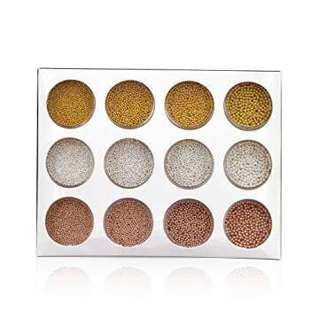 YesLady Nail Art Metal Mini Steel Ball 3D Caviar Decoration Manicures Bead 12Pots