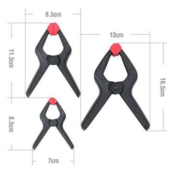 WORKPRO 16-Piece Nylon Spring Clamp Set-4pc 6-1/2", 6pc 4-1/2" , 6pc 3-3/8", for Woodworking, Photography Studios and DIY Works, Black