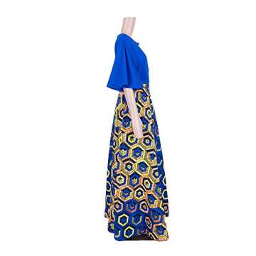 Plus Size Party Dress African Dresses for Women Long Maxi Clothes Graceful Print Wax Clothing Blue