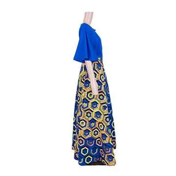 Plus Size Party Dress African Dresses for Women Long Maxi Clothes Graceful Print Wax Clothing Blue