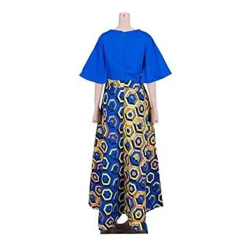 Plus Size Party Dress African Dresses for Women Long Maxi Clothes Graceful Print Wax Clothing Blue