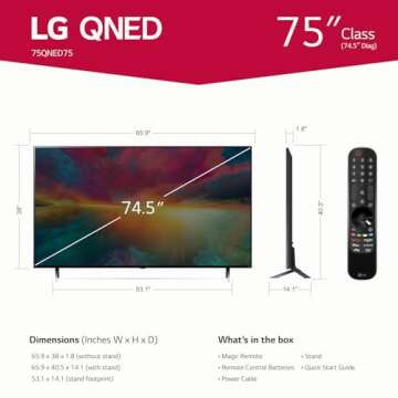 LG QNED75 Series 75-Inch Class QNED LED Smart TV 75QNED75URA, 2023 - AI-Powered 4K TV, Alexa Built-i...
