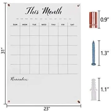 Elegant Acrylic Wall Calendar with Rose Gold Hardware