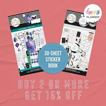 The Happy Planner Sticker Pack for Calendars, Journals and Projects –Multi-Colour, Easy Peel – S...