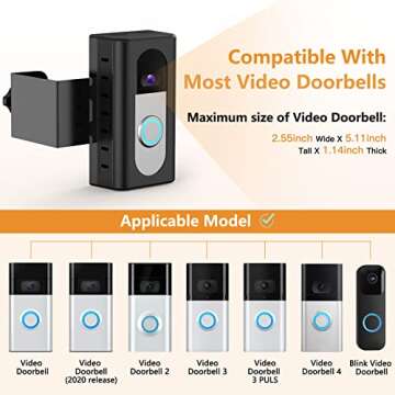 QIBOX Anti-Theft Video Doorbell Mount Compatible with Ring/Blink Wireless Video Doorbell 4/3/3 Plus/...