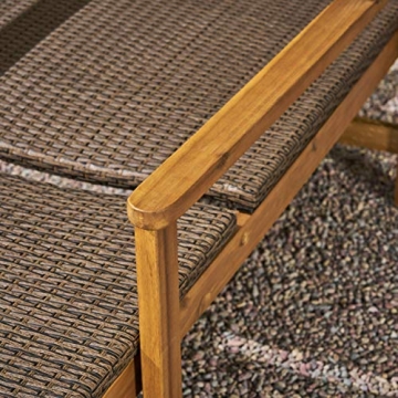 GDFStudio Rustic Acacia Wood Chaise Lounge with Wicker Seating
