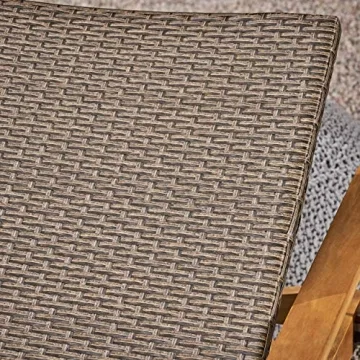 GDFStudio Rustic Acacia Wood Chaise Lounge with Wicker Seating