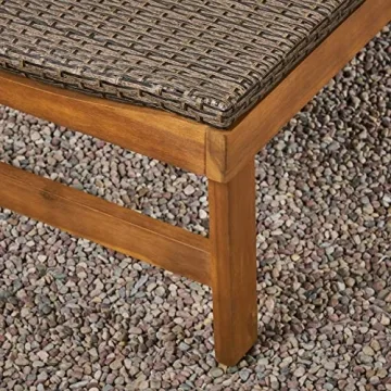 GDFStudio Rustic Acacia Wood Chaise Lounge with Wicker Seating