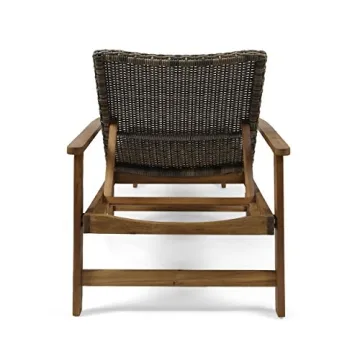 GDFStudio Rustic Acacia Wood Chaise Lounge with Wicker Seating