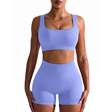 High Waist Seamless Ribbed Legging & Bra Set for Women