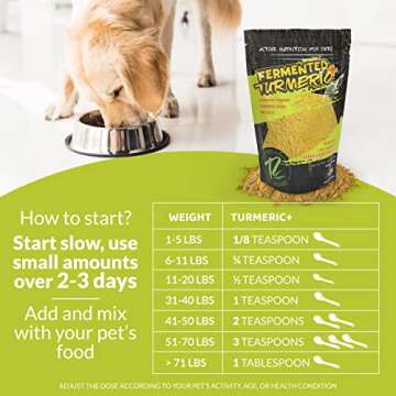 ROGUE PET SCIENCE Turmeric Plus for Dogs - Tasty Powdered Ginger & Fermented Turmeric Dog Food Topper - Supports Joint Inflammation, Allergies, Gut and Digestion - Helps Reduce Swelling(5.25 oz)