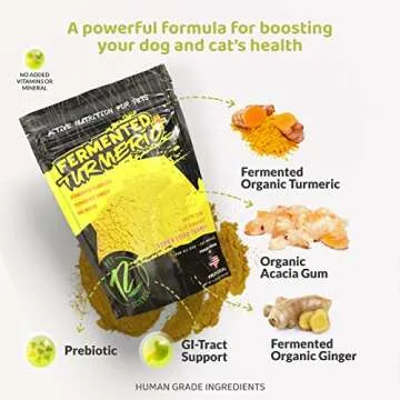 ROGUE PET SCIENCE Turmeric Plus for Dogs - Tasty Powdered Ginger & Fermented Turmeric Dog Food Topper - Supports Joint Inflammation, Allergies, Gut and Digestion - Helps Reduce Swelling(5.25 oz)