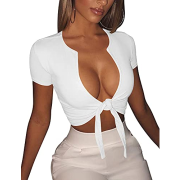 Stylish BORIFLORS Sexy Tie Up Crop Top for Women
