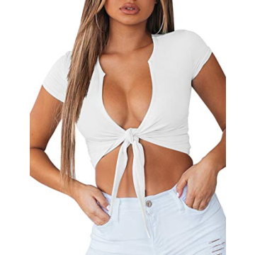 Stylish BORIFLORS Sexy Tie Up Crop Top for Women