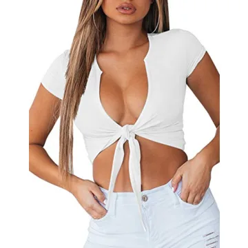 Stylish BORIFLORS Sexy Tie Up Crop Top for Women