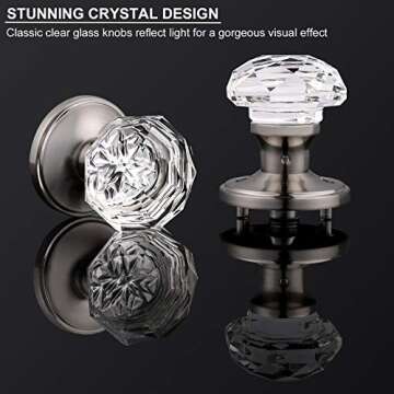 Knobonly 2 Pack Clear Crystal Door Knobs, Heavy Duty Glass Passage Door Handles for Interior Doors, ...