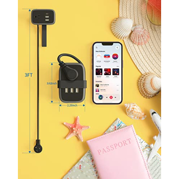 Compact NTONPOWER Travel Power Strip with USB Ports