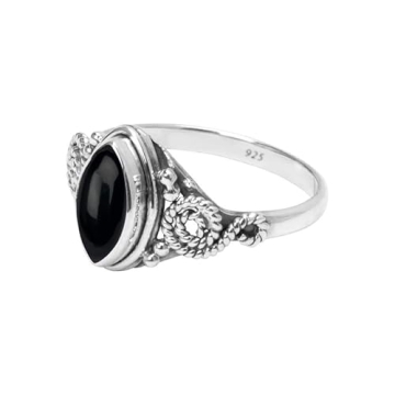 Elegant Black Onyx Stone Ring in Sterling Silver for Women